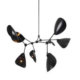 Blackened Brass Sputnik Chandelier - Mid-Century Modern 8-Light Pendant - thumbnail 1