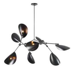 Blackened Brass Sputnik Chandelier - Mid-Century Modern 8-Light Pendant - thumbnail 2