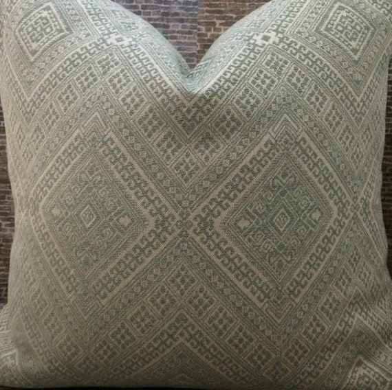 3Bm Designer Pillow Cover Lumbar - Nate Berkus Prussian Embroidered Mineral - image 1