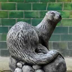 Outdoor Otter Sculpture Stone Statue Handmade Wildlife Figurine Garden Pond Decoration Realistic Animal Ornament Otter Lover Gift - thumbnail 2