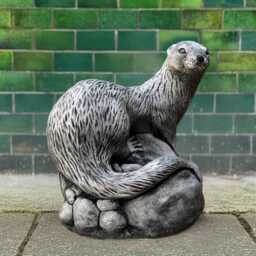 Outdoor Otter Sculpture Stone Statue Handmade Wildlife Figurine Garden Pond Decoration Realistic Animal Ornament Otter Lover Gift - thumbnail 3