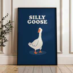 Silly Goose Print Poster Maximalist Wall Art, Cute Cartoon, Animal Print, Home Office, Bathroom Kitchen Bedroom Decor - Choice Of Colours - thumbnail 2