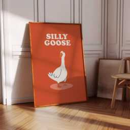 Silly Goose Print Poster Maximalist Wall Art, Cute Cartoon, Animal Print, Home Office, Bathroom Kitchen Bedroom Decor - Choice Of Colours - thumbnail 3