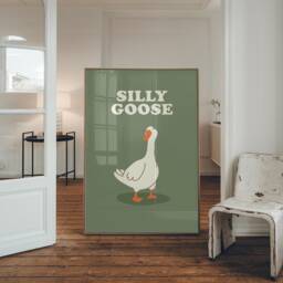 Silly Goose Print Poster Maximalist Wall Art, Cute Cartoon, Animal Print, Home Office, Bathroom Kitchen Bedroom Decor - Choice Of Colours - thumbnail 1
