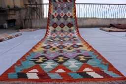 3x10 Afghan Chubi Runner Rug, Maimana Handmade Stunning Kilim Flatweave Long Oriental Turkmen Hallway Rug - thumbnail 1