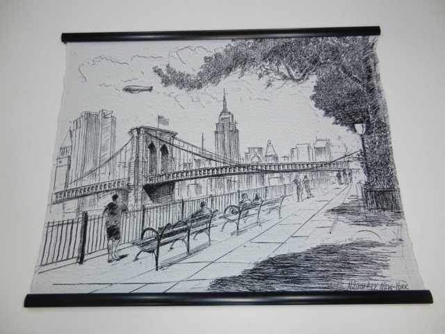 Gobelin Tapestry Brooklyn Bridge New York Black & White Wall Fabric - image 1