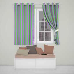 Green & Purple Wavy Stripe Abstract Seamless Pattern Readymade Eyelet Ring Top Thermal 100% Blackout Curtains