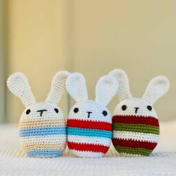 Handmade Crochet Cotton Rabbit - Baby Shower Gift - thumbnail 2