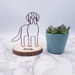Saint Bernard Wire Sculpture, Pet Memorial Art On Basswood - thumbnail 3