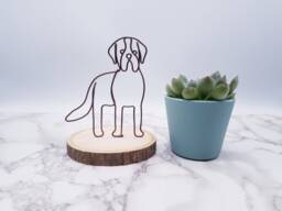 Saint Bernard Wire Sculpture, Pet Memorial Art On Basswood - thumbnail 1