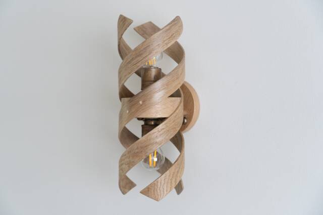 steam Bent Wood Spiral Wall Light - image 1