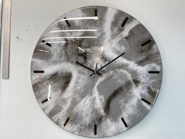 50cm Large Grey Black & White Modern Resin Wall Clock, Unusual Abstract Clock - image 1