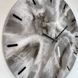 50cm Large Grey Black & White Modern Resin Wall Clock, Unusual Abstract Clock - thumbnail 3