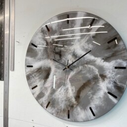 50cm Large Grey Black & White Modern Resin Wall Clock, Unusual Abstract Clock - thumbnail 2