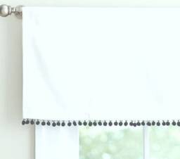 White Cotton Valance With Pom Or Tassel Trim Sale, Boho Valance - thumbnail 1