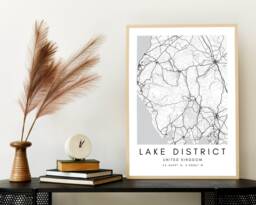 Lake District Minimalist Map Art Print UK National Park Wall Decor - thumbnail 1