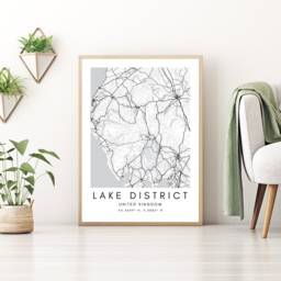 Lake District Minimalist Map Art Print UK National Park Wall Decor - thumbnail 2