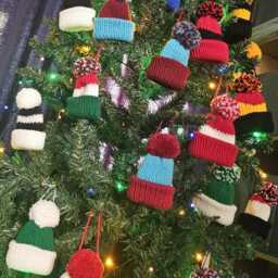 Football/Rugby Colours, Knitted Christmas Tree Santa Bobble Hat Bauble - Stocking Fillers Secret - thumbnail 2