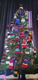 Football/Rugby Colours, Knitted Christmas Tree Santa Bobble Hat Bauble - Stocking Fillers Secret - thumbnail 1