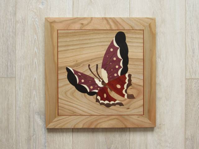 Butterfly Marquetry Wood Art Inlay Mosaic Wall Decor - image 1