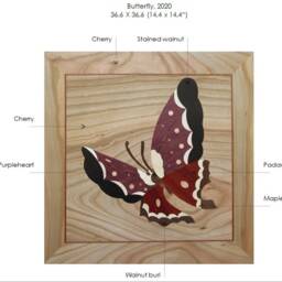 Butterfly Marquetry Wood Art Inlay Mosaic Wall Decor - thumbnail 2