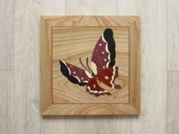 Butterfly Marquetry Wood Art Inlay Mosaic Wall Decor - thumbnail 1