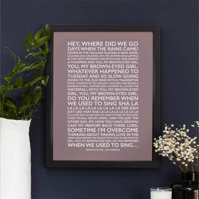Personalised Favourite Song Lyrics Print, Custom Made Lyrics Poster, Favourite Song Print Framed - image 1