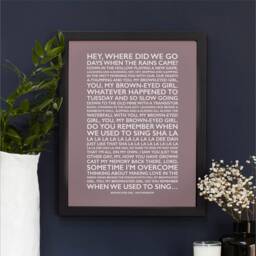 Personalised Favourite Song Lyrics Print, Custom Made Lyrics Poster, Favourite Song Print Framed - thumbnail 1
