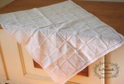 Afghan, Blanket, Crocheted Baby Baby, Baptism, White Cotton, Flowers, Summer, Made in Italy - thumbnail 1