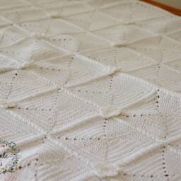 Afghan, Blanket, Crocheted Baby Baby, Baptism, White Cotton, Flowers, Summer, Made in Italy - thumbnail 2
