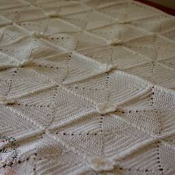 Afghan, Blanket, Crocheted Baby Baby, Baptism, White Cotton, Flowers, Summer, Made in Italy - thumbnail 3