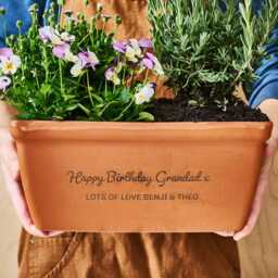 Birthday Gift Terracotta Planter - Personalised Window Box Trough - thumbnail 2