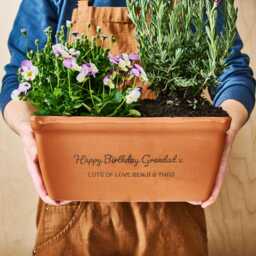 Birthday Gift Terracotta Planter - Personalised Window Box Trough - thumbnail 1