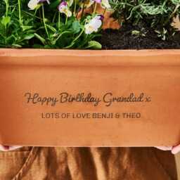 Birthday Gift Terracotta Planter - Personalised Window Box Trough - thumbnail 3
