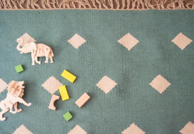 Diamonds Flatwoven Wool Kilim Rug Minimalist Scandinavian Southwestern Simple Handwoven Accent Area Runner Living Kids Room Decor 8x10 - image 1