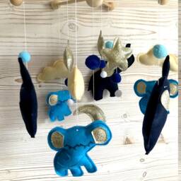 Mobile Baby, Elephants Blue, Cradle Boy, Golden, Games Awakening - thumbnail 2