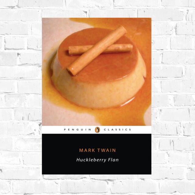 Huckleberry Flan Art Print Mark Twain Food Pun, Book Lover Gift - image 1