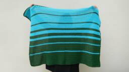 Crochet Baby Blanket Fibonacci Stripes, Blue & Green, Non-Itch Acrylic
