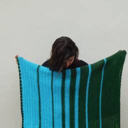 Crochet Baby Blanket Fibonacci Stripes, Blue & Green, Non-Itch Acrylic - thumbnail 2