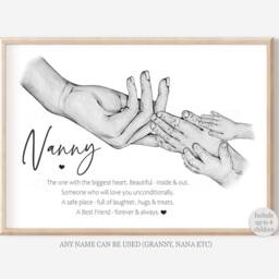 Personalised Family Nanny Print Gift Up To 4 Children Only Unframed - thumbnail 3