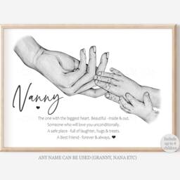 Personalised Family Nanny Print Gift Up To 4 Children Only Unframed - thumbnail 2