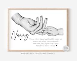 Personalised Family Nanny Print Gift Up To 4 Children Only Unframed - thumbnail 1