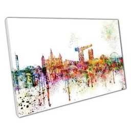 Vibrant Glasgow Skyline Canvas Iconic Landmarks Wall Art For Home & Office Decor - thumbnail 1