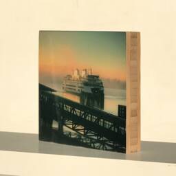 Seattle Bound - Wall Art Home Decor Bamboo Photo Block Epoxy Finish Washington State Ferry Pacific Northwest Sunrise Photograph