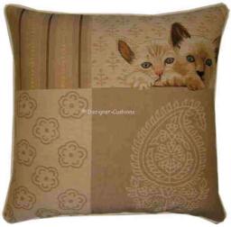 Pair Of Kittens Peeping Tapestry Cushion Cover Sham - thumbnail 1