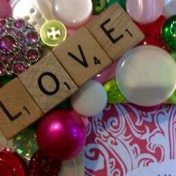 Love ~ Button Frame in White Pink & Green Gift For Her 4x6 Photo - thumbnail 2