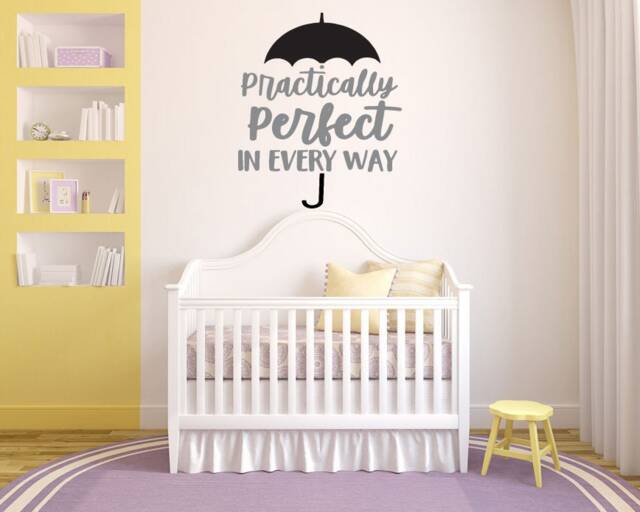 Mary Poppins Quote Wall Decal - Nursery Cartoon Kids Room Vinyl Sticker 25Mp - image 1