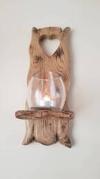 Rustic Oak Sconces With Heart Cut Out Detail . Pair Of Handmade Waxed Finish .size 30 X 12 cm Candles/Glass Not Inc - thumbnail 4