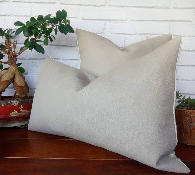 Beige Faux Leather Pillow Cover Modern Scandinavian Decor - image 1