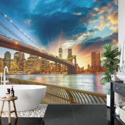 Brooklyn Bridge Wall Mural, Nyc Skyline, Peel & Stick Wallpaper - thumbnail 1